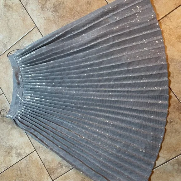 Brandon Maxwell Metallic Silver A-Line Skirt - Picture 5 of 5